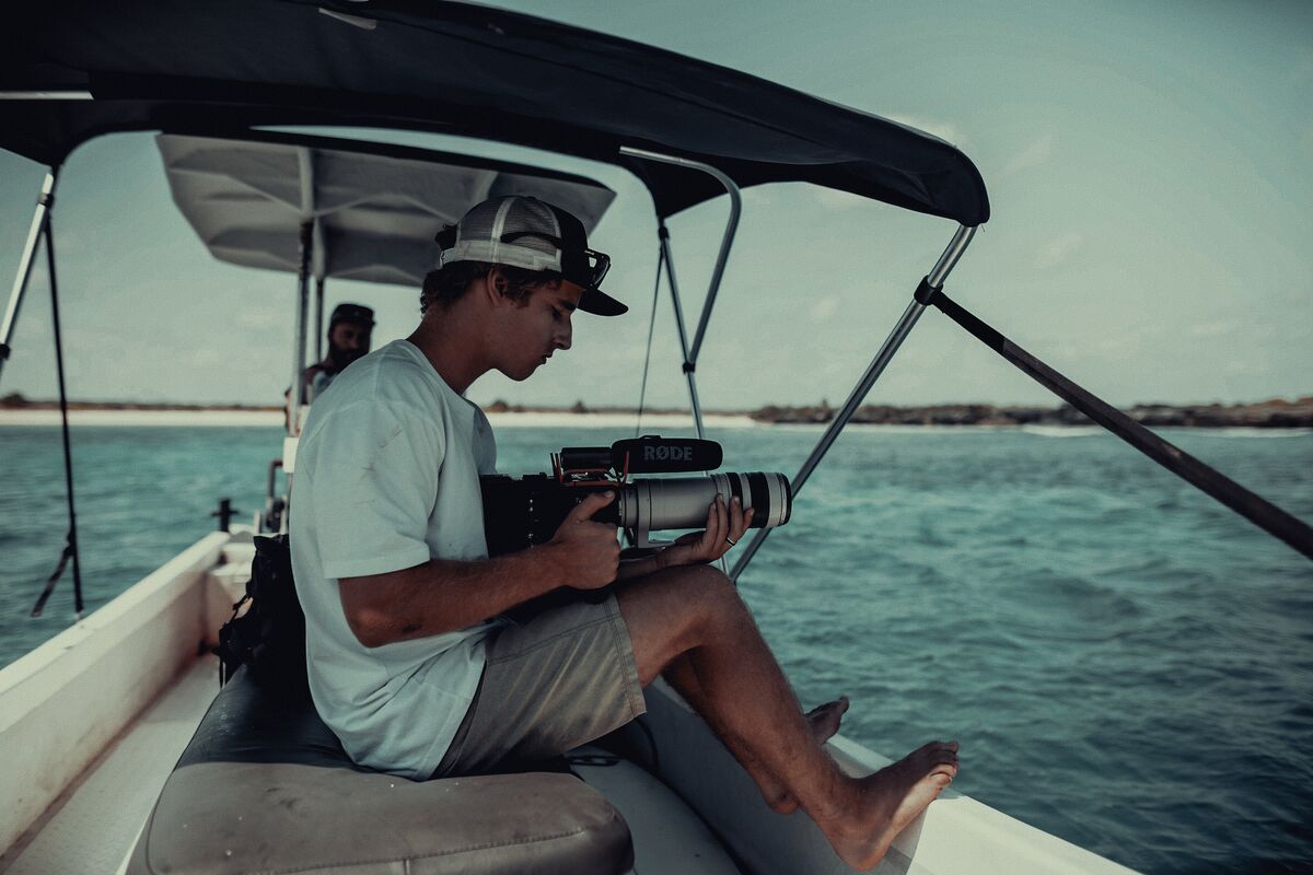 Filming from a boat off Rote