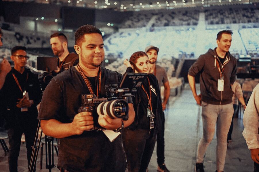 Crew on the floor at a RED workshop
